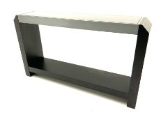 Black finish oak console table