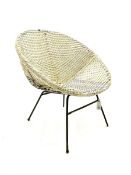 1960s retro basket weave tub chair