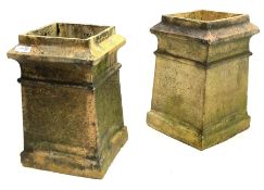 Pair square terracotta chimney pots