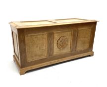 Late 20th century panelled oak blanket box