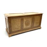 Late 20th century panelled oak blanket box