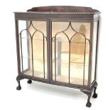 Early 20th century mahogany bow front display cabinet