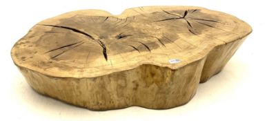 Lacquered rustic root coffee table room feature