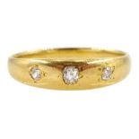 Early 20th century 18ctgold three stone old cut diamond gypsy set ring