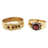 9ct gold garnet buckle design ring