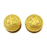 Pair of 18ct gold shirt studs with engraved decoration