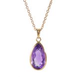 18ct gold pear shaped amethyst pendant