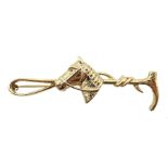 9ct gold horses head and crop bar brooch