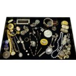 Collection of Victorian and later jewellery including gold clear paste stone necklace