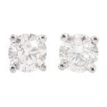 Pair of 18ct white gold diamond stud earrings