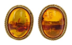 Pair of 9ct gold amber stud earrings