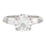 Platinum round brilliant cut single stone diamond ring