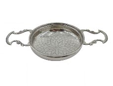 George III silver double handled lemon strainer by Samuel Herbert & Co