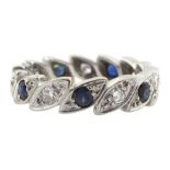 18ct white gold diamond and sapphire full eternity ring