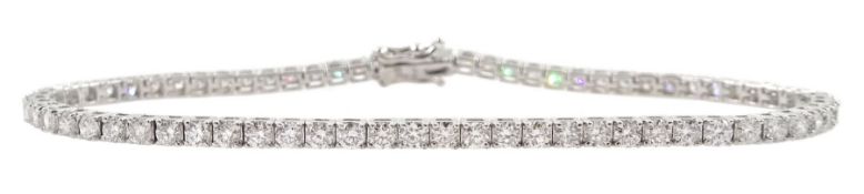 White gold round brilliant cut diamond line bracelet