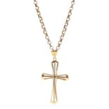9ct gold cross pendant on 9ct gold belcher link necklace