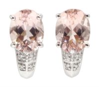 Pair of 9ct gold morganite and diamond stud earrings