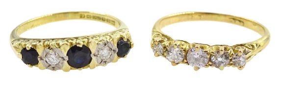 Gold five stone diamond ring