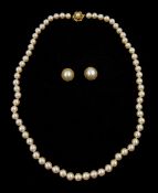 Single strand peach/white pearl necklace