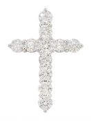 18ct white gold round brilliant cut diamond cross pendant