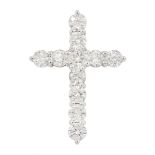 18ct white gold round brilliant cut diamond cross pendant