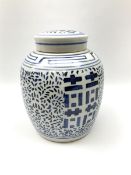 Large Chinese blue and white ginger jar and cover