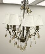 Eight branched chandelier with scrolling and beading decoration H73cm