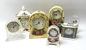 A group of seven mantel clocks