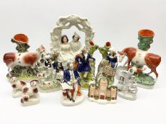 Collection of Victorian Staffordshire and Staffordshire style pottery