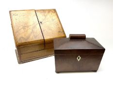 Mahogany sarcophagus shape tea caddy