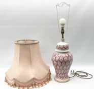 Portuguese ceramic lamp of baluster form