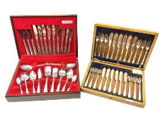 Mahogany cased canteen of silver plated fish cutlery (set of twelve)