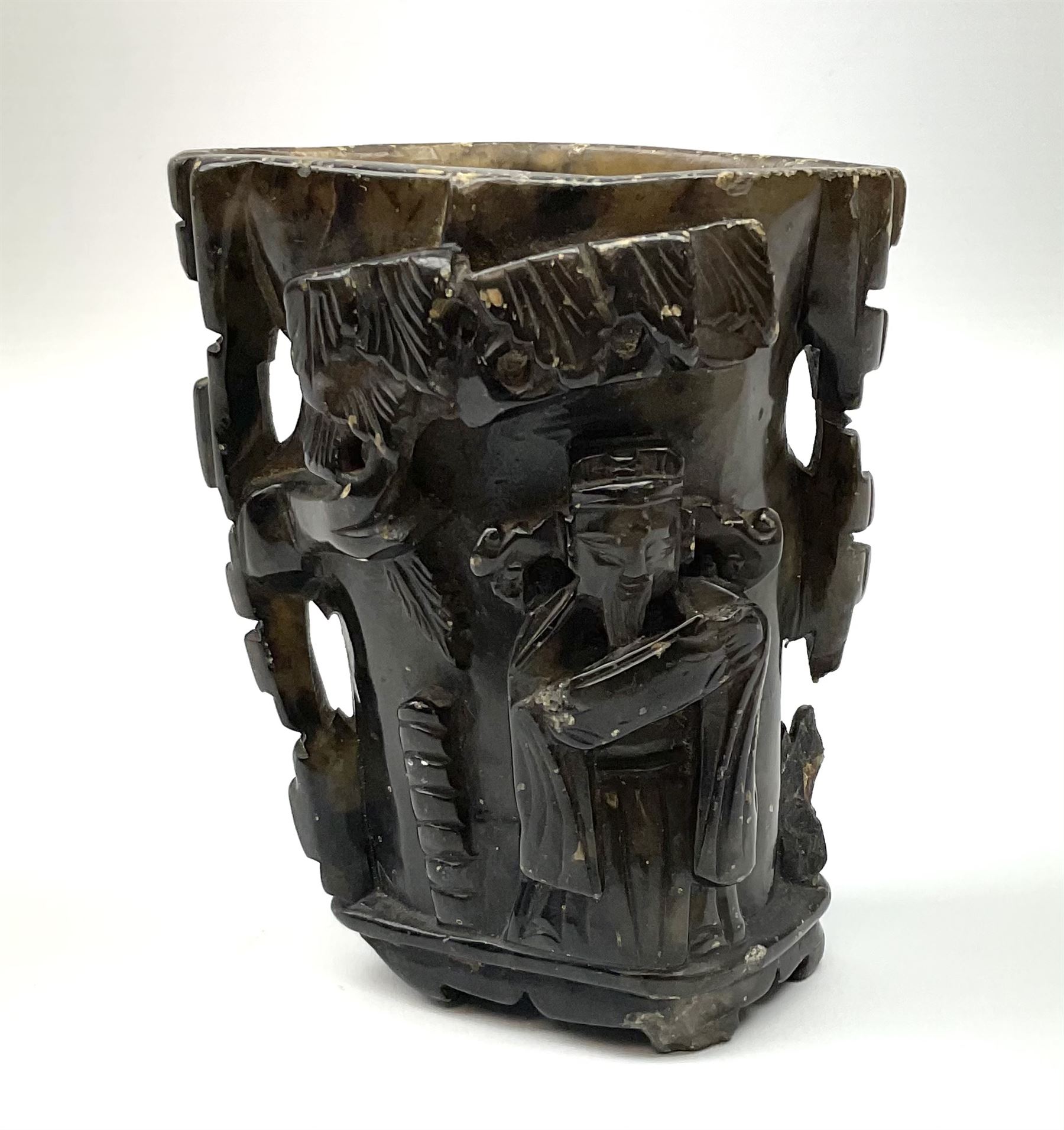 Chinese carved stone libation cup