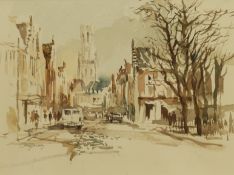 William Anthony 'Tony' Denison (British 1937-): Bruges Street Scene