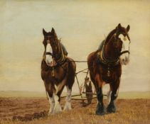 Marjorie Eileen Burton (British 1919-2012): Horse Drawn Plough