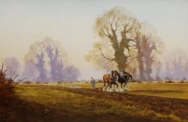 Arthur Lokie (British 1948-): Ploughing Team