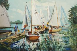 Jason Partner (British 1922-2005): 'Boats at Naseby'