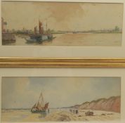 R Warren Vernon (fl.1882-1908): 'Between Ostend and Blankenberghe' and 'Mains from Biebrich on the R