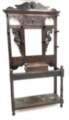 Victorian oak carved hall stand