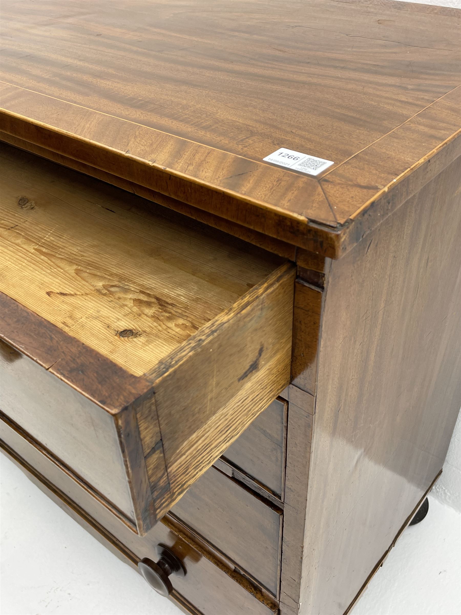 19th century inlaid and cross banded mahogany chest - Image 5 of 5