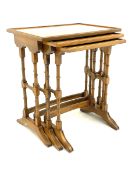 Bevan Funnell Reprodux yew wood nest of three tables