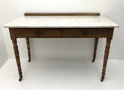 Edwardian walnut marble topped washstand