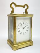 Early to mid 20th century French brass and bevelled glass cased carriage clock