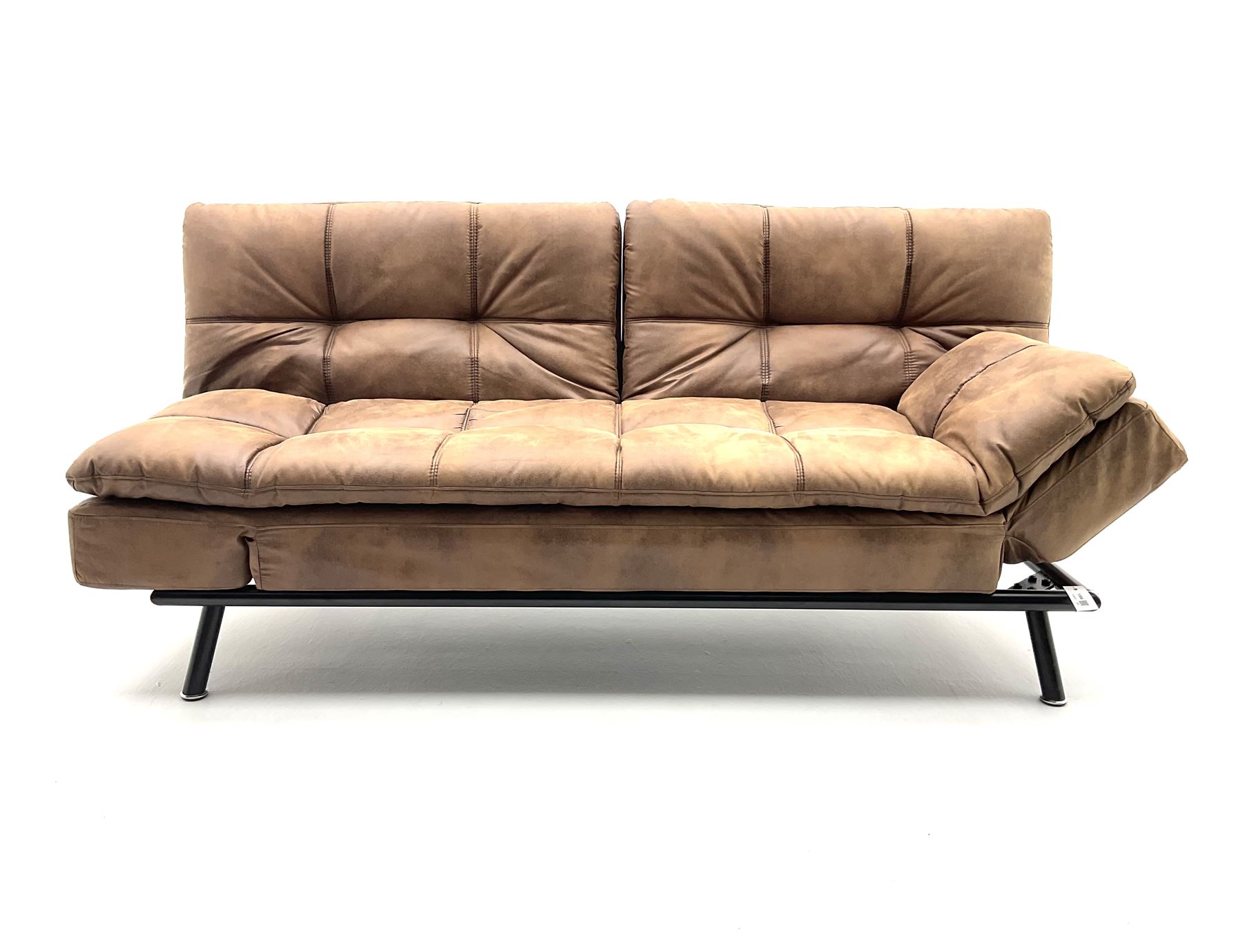 Sleepmasters Texas sofa bed - upholstered in brown faux leather