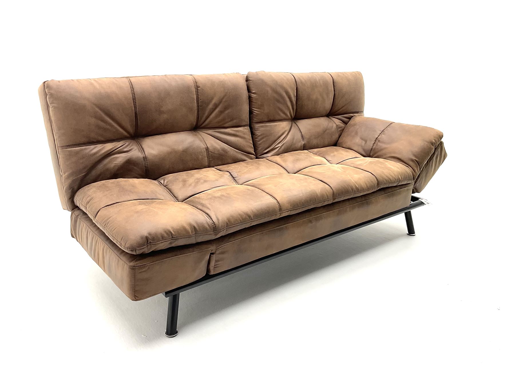 Sleepmasters Texas sofa bed - upholstered in brown faux leather - Image 2 of 3