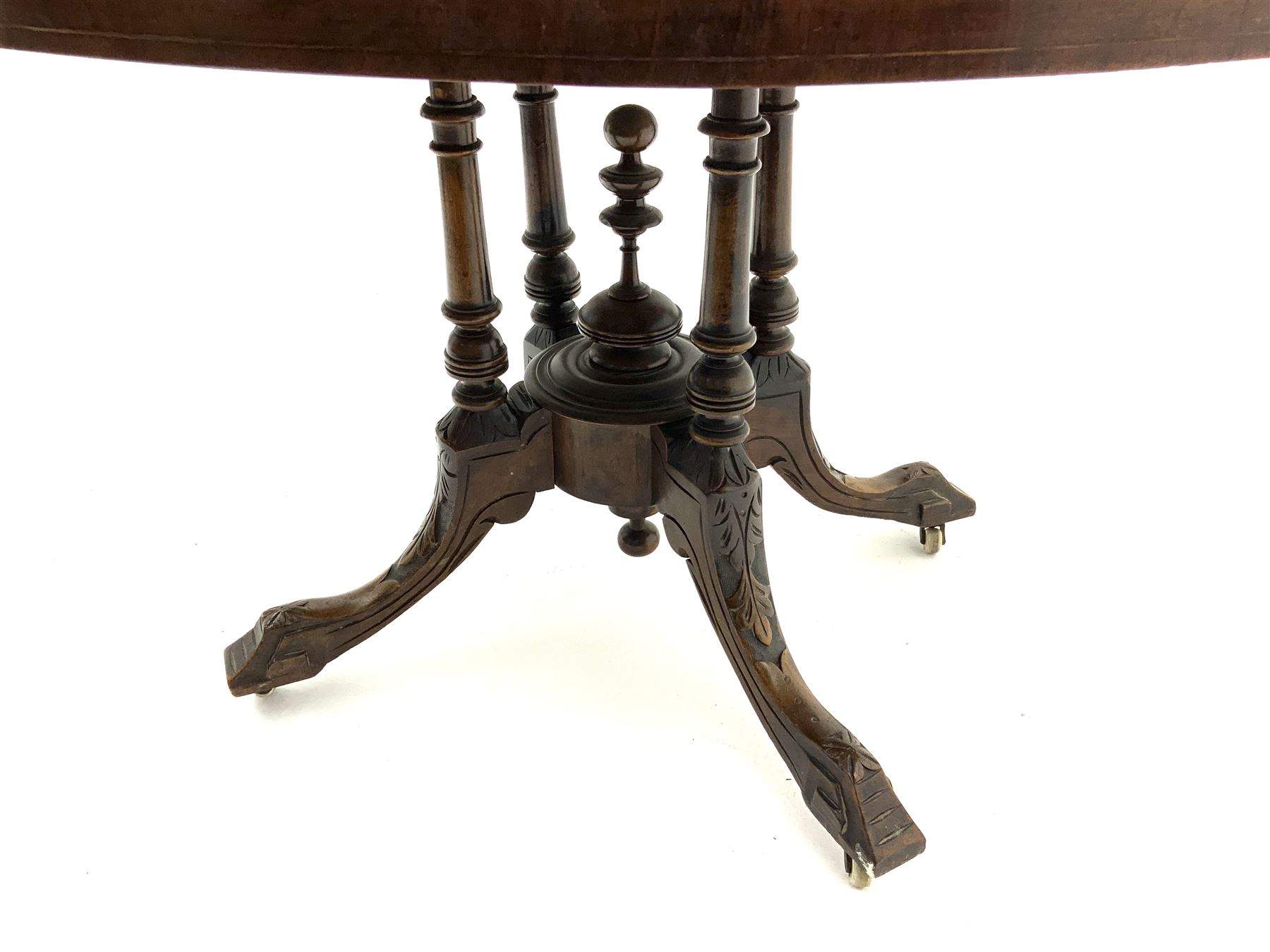 Victorian inlaid walnut oval loo table - Image 3 of 3