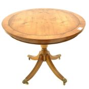 Bevan Funnell Reprodux yew wood circular pedestal table