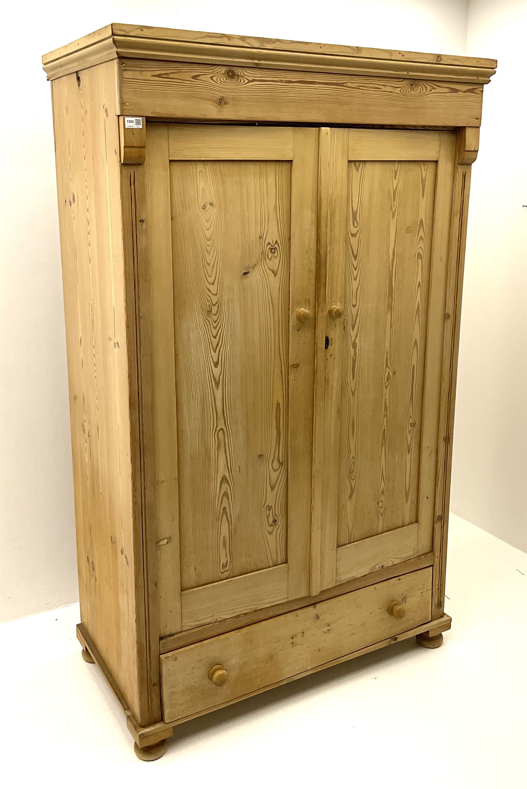 Continental pine wardrobe fitted with two panelled doors enclosing fitted interior - Image 2 of 3