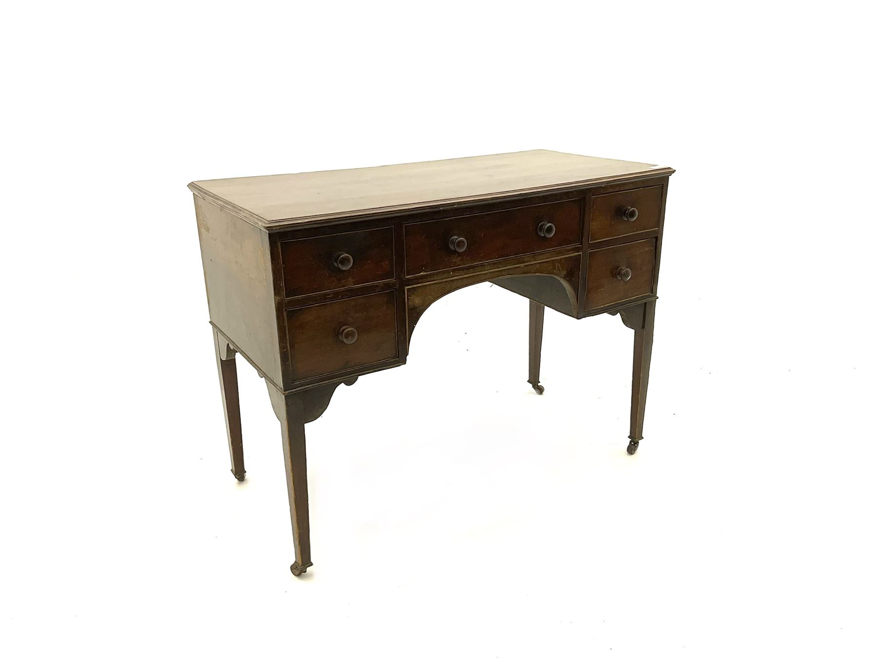 19th century mahogany kneehole dressing table desk - Image 2 of 3