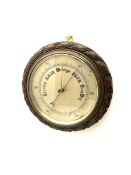 Mid 20th century circular oak cased barometer